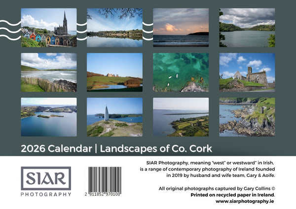 2026 Landscapes of County Cork Calendar by SIAR Photography featuring scenic Irish landscapes and coastal views