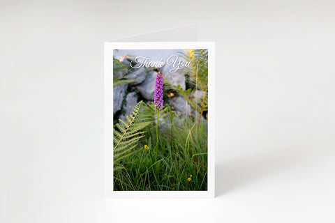 An orchid flower on a Thank you Card