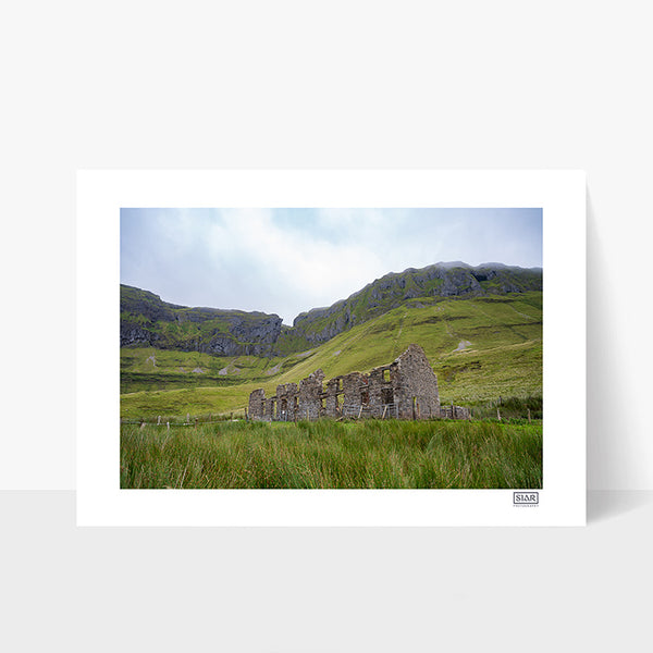 Gleniff Horseshoe with Miners School Ruins landscape photo print – unframed