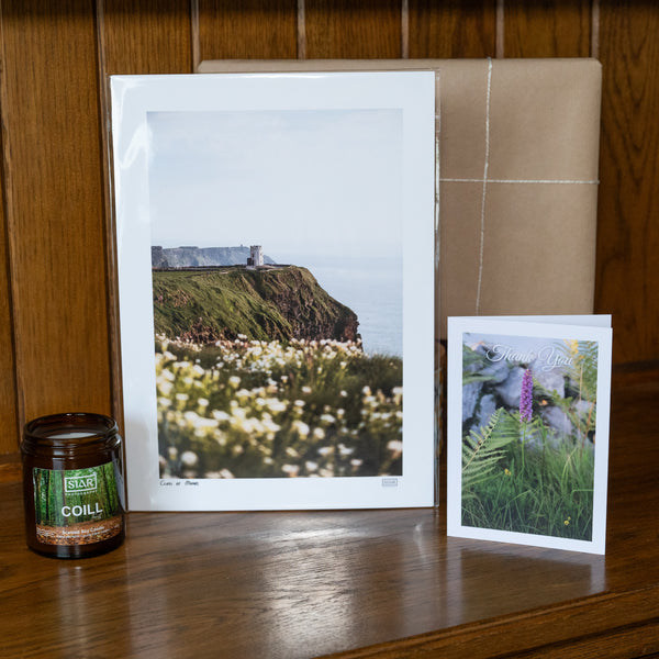 SIAR unframed A4 print gift set with a custom photo of your choice, a candle, a greeting card, and gift wrapping