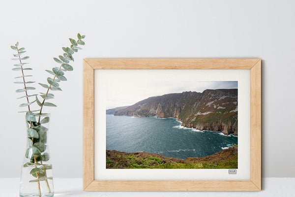 Slieve League Cliffs Donegal landscape photo print – natural frame. 