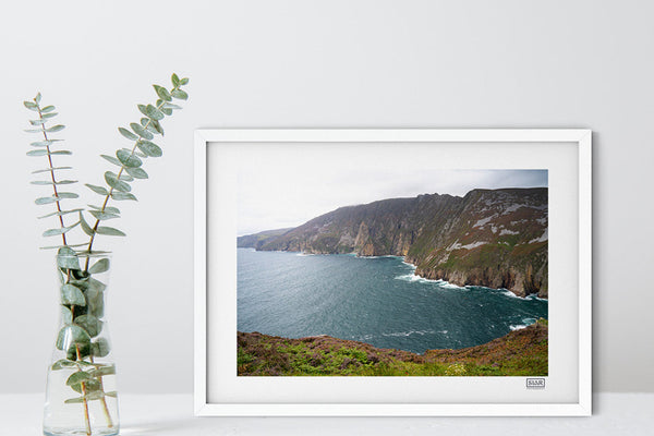 Slieve League Cliffs Donegal landscape photo print – white frame.