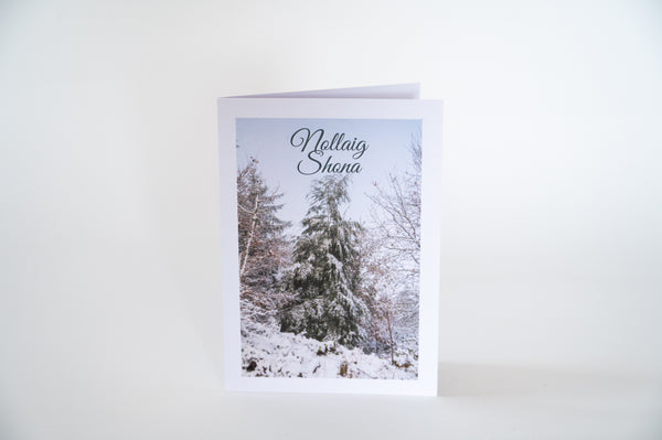 Front of Snowy Forest Christmas card featuring an original winter forest photograph by SIAR Photography