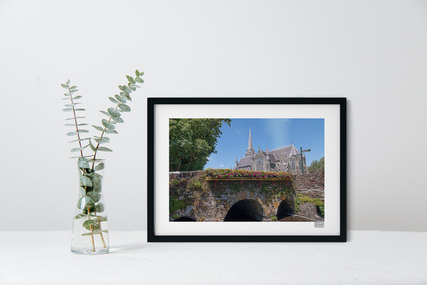 A black framed contemporary Wall Art Print of The Church of the Immaculate Conception, Clonakilty