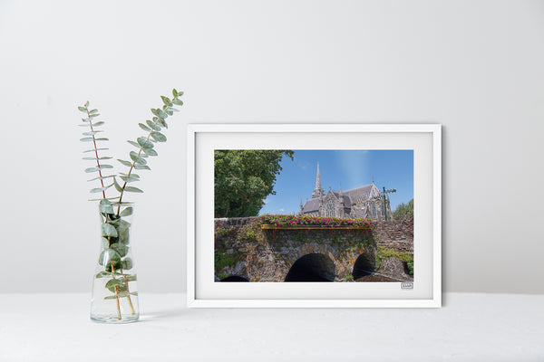 A white framed contemporary Wall Art Print of The Church of the Immaculate Conception, Clonakilty