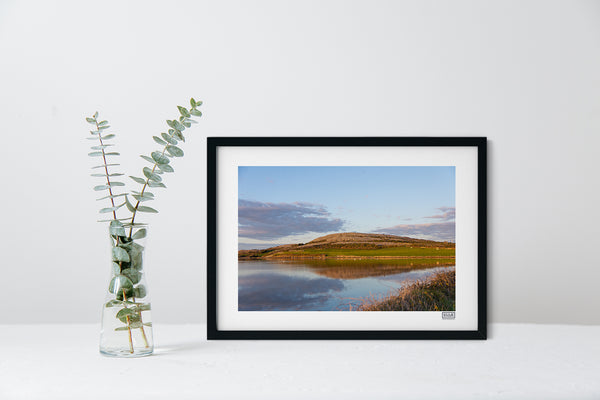A Black Framed contemporary Irish Landscape Print of Mount Vernon on the Flaggy Shore